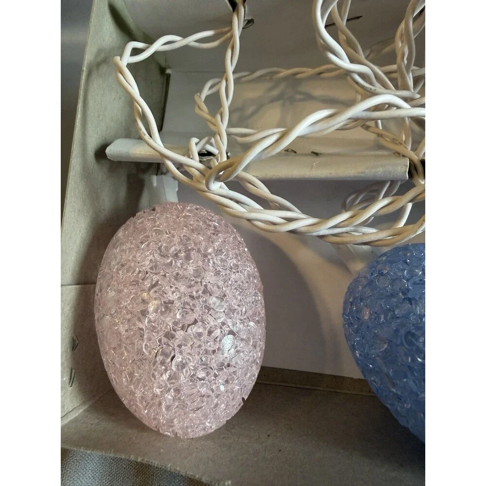 Vintage White String Lights Easter Jelly Egg Covers Pastel Colors Novelty w Box